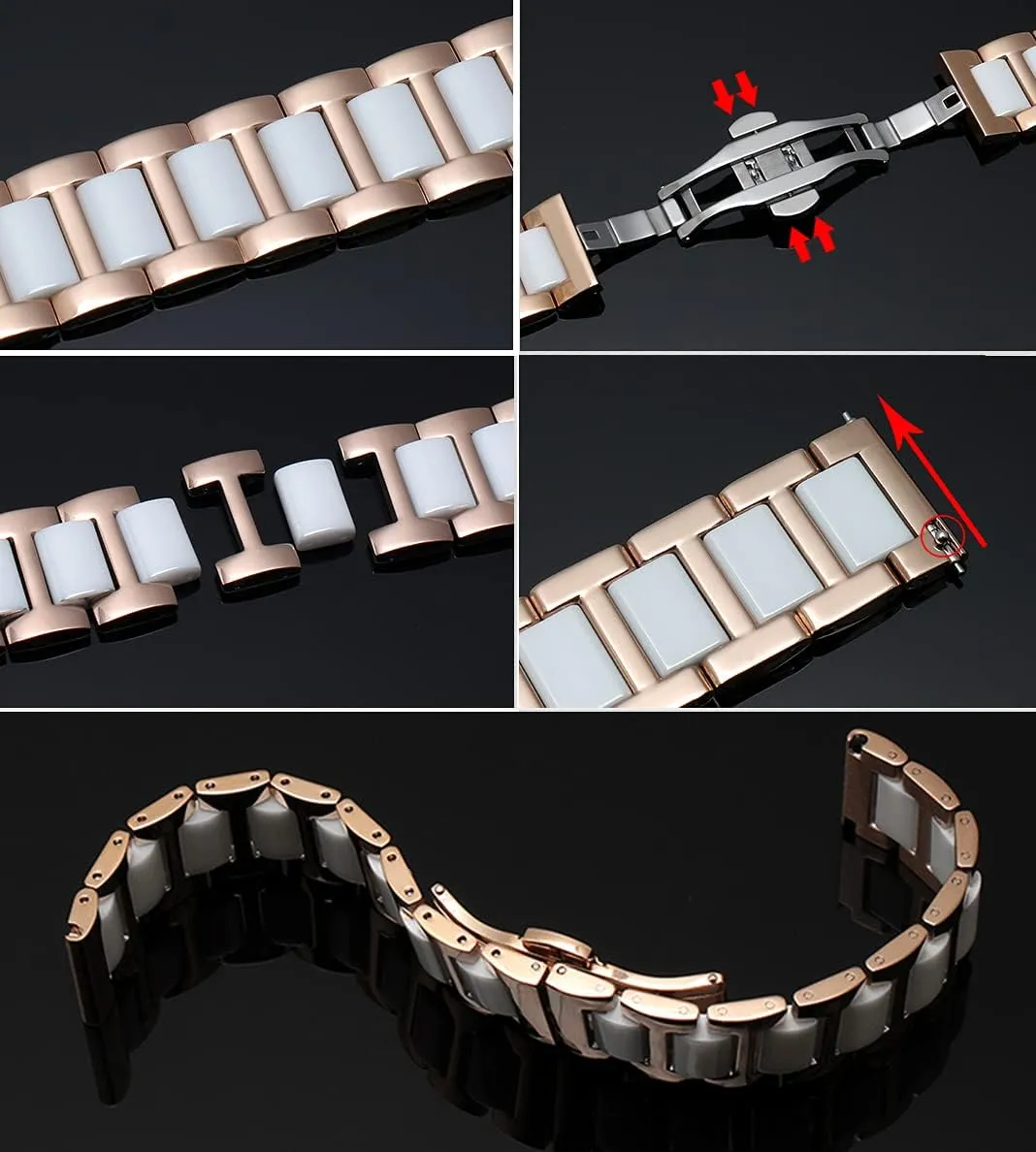 Ceramic Watch nor subsidize seismic speculator painstaking Strap Solid Stainless Steel Quick Release Watch Bracelet with Butterfly Buckle 14mm 16mm18mm 20mm 22mm Replacement Watch Band High-End Metal 