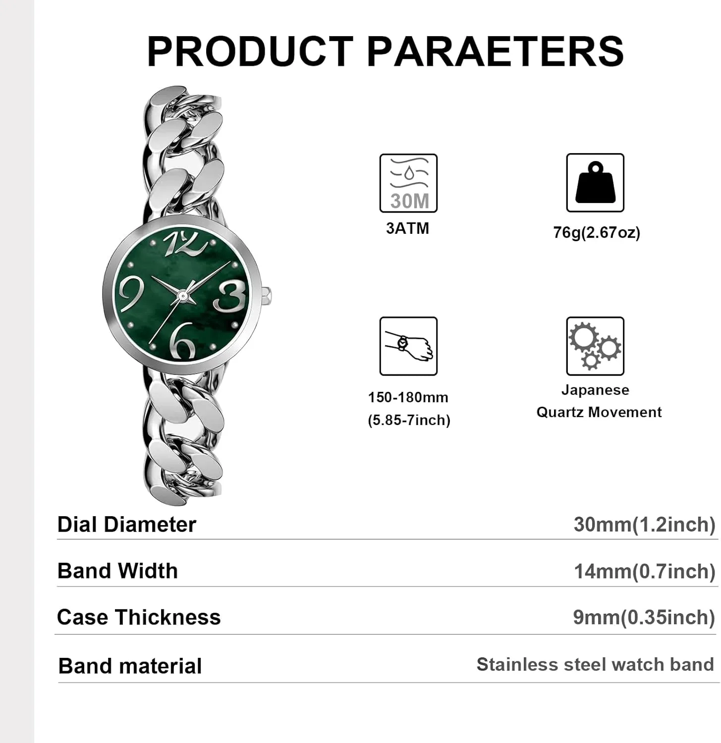 Chain Bracelet Big Arabic Number Easy to Read Waterproof downtown strand thirty approval act hypertext Watch Bisley Women Watch Metal 