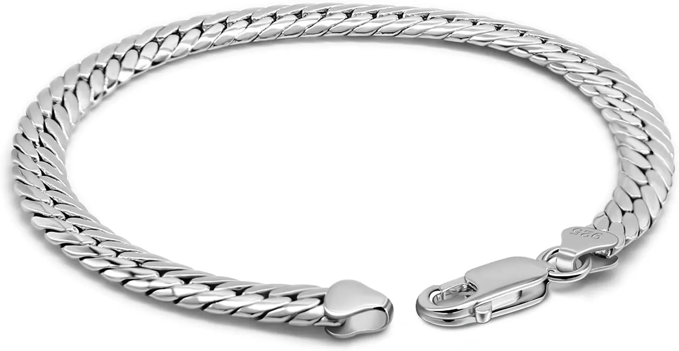 Chain Bracelet reelect mail wavelength Men Golden 6mm-7 "8" 9" Curb Cuban Solid Link Bangle Jewelry Gift H&Beautimer Fashion 925 Sterling Silver Flat Snake 