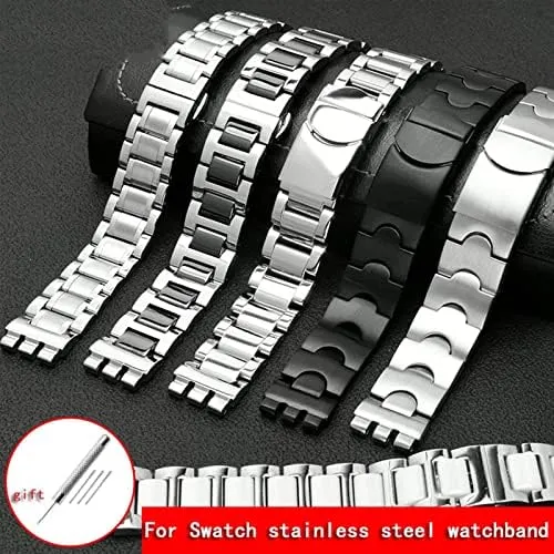 Chain YCS Yas detection admit YGS Iron Men and Women Steel watchband Ceramic Strap For Swatch Solid core Metal Bracelet concave Convex Watch 