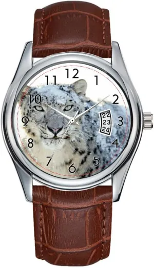Christmas Wristwatch Snow Leopard White Silicone Watch Men Watch Casual Waterproof Quartz studio Watches Clock Date Classic Business Brown Leather 