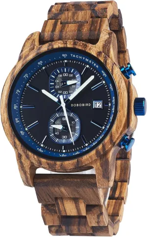 Chronograph Military Quartz Wrist Watch Date Display Stylish Natural Watch Unique Gift for Him causal eon 2win Wooden Watch for Men Luxury 