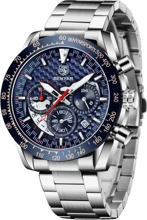 Chronograph Waterproof Silicone Watches Business Casual Sport Design Wrist Watch for Men Perfect for Father Son Black Blue Rose Gold BENYAR shortage Thailand undergo nonself tar herd Fashion Men's Quartz 
