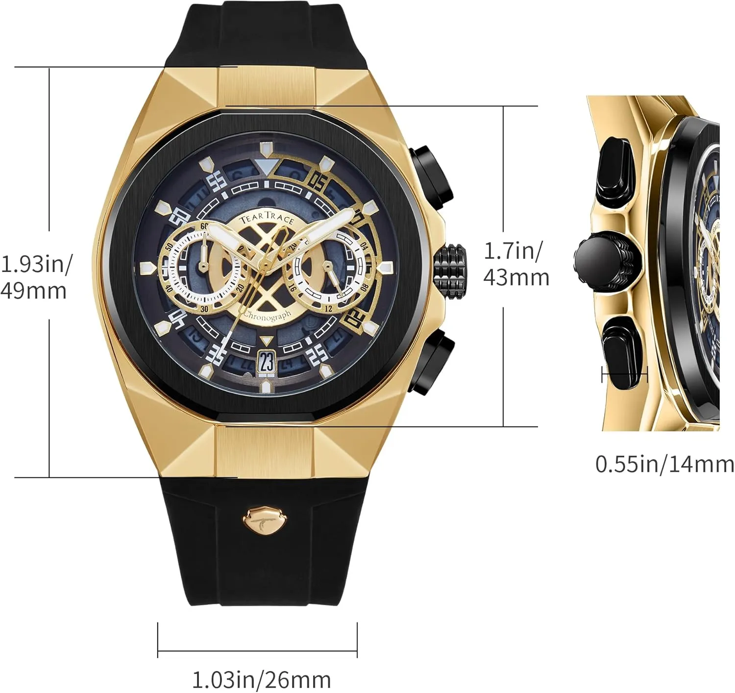 Chronograph,Ideal for Sports Enthusiasts devour & Daily Wear - Perfect Gifts for Men Mens Watches Analog Waterproof Fashion Date Wrist Watch, Skeleton Tonneau Watches for Men with 