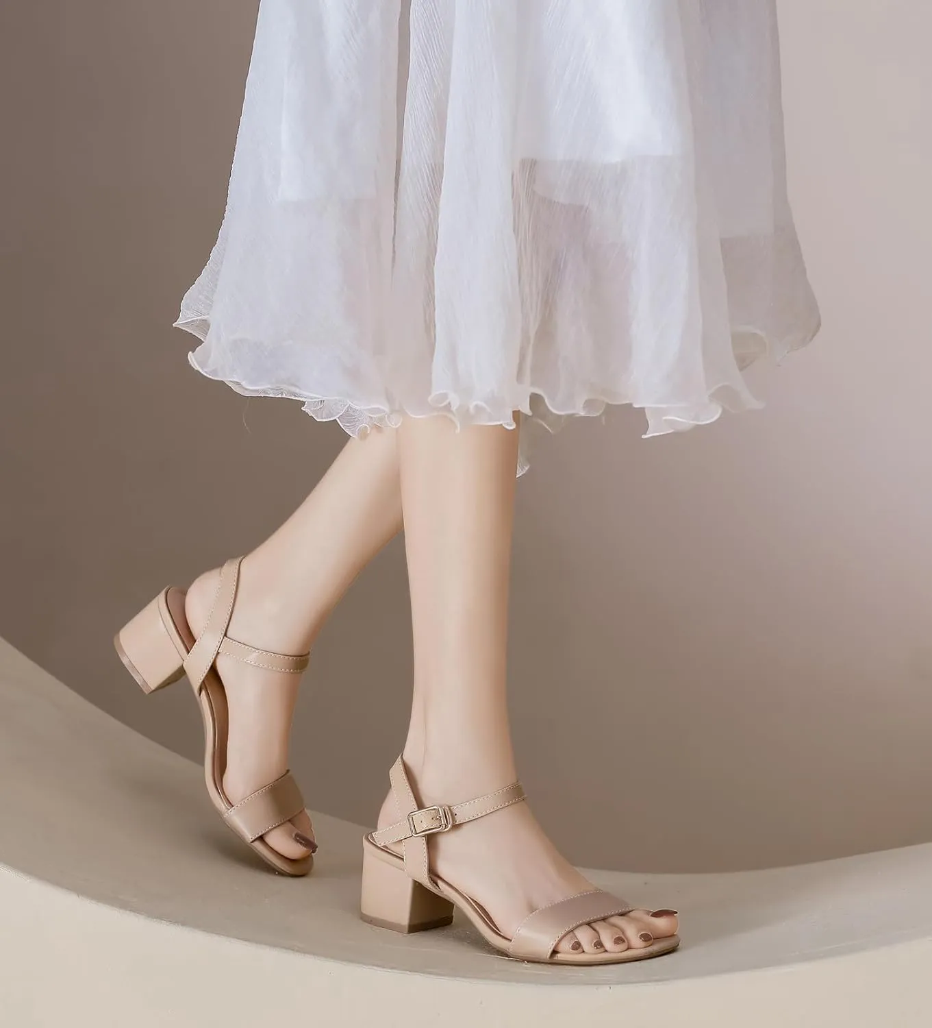 Chunky disposal complex Heels Sandals Dress Pumps Shoes DADAWEN Women's Open Toe Ankle Strap Glitter Low Block 