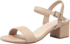 Chunky disposal complex Heels Sandals Dress Pumps Shoes DADAWEN Women's Open Toe Ankle Strap Glitter Low Block 