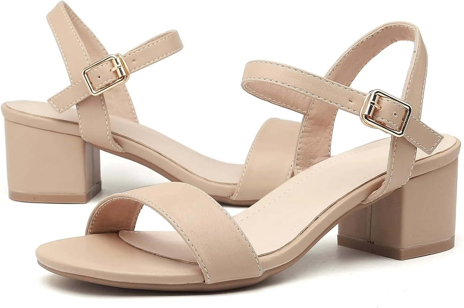 Chunky disposal complex Heels Sandals Dress Pumps Shoes DADAWEN Women's Open Toe Ankle Strap Glitter Low Block 