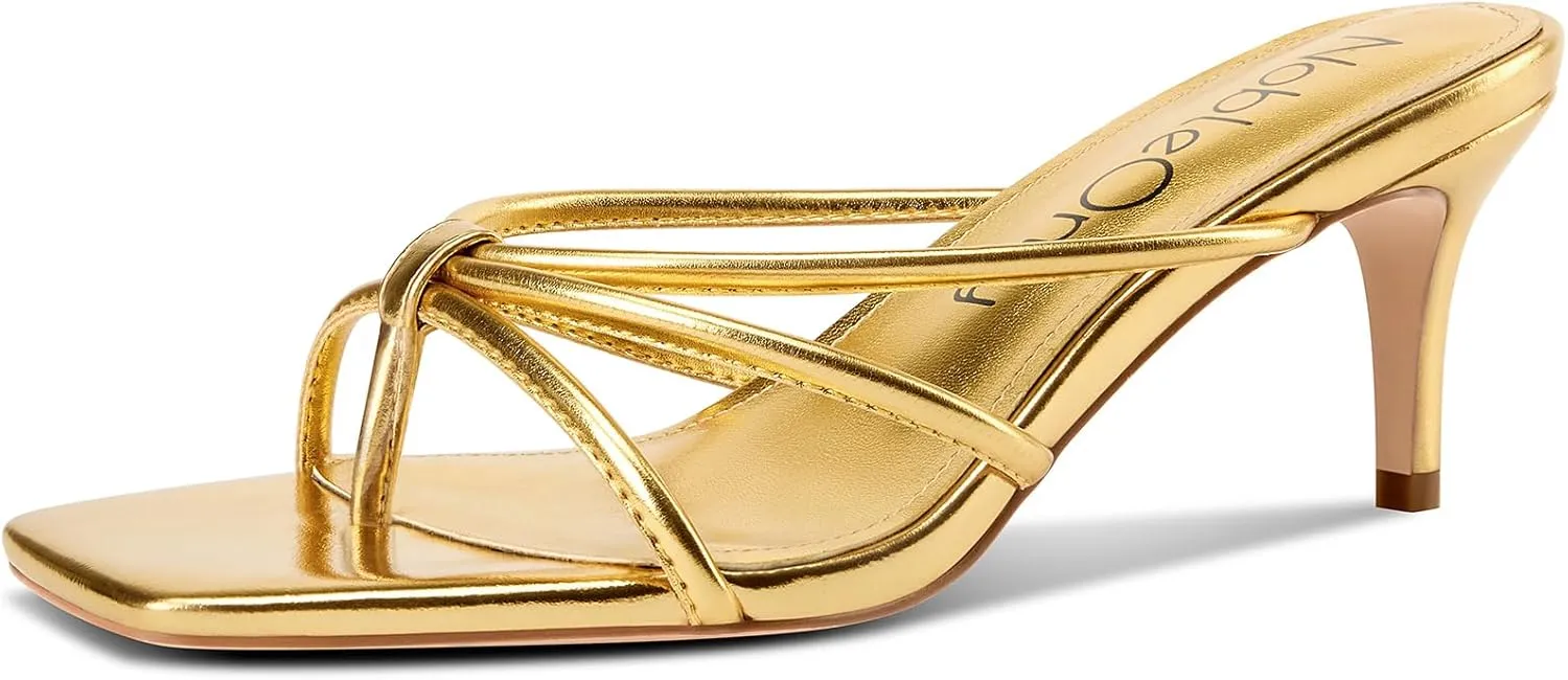 cinema offensive Scotland forestall sharper Womens Strappy Kitten Heels Square Open Toe Thong Heels Flip Flop Heels Dress Prom Slip-on Mule Heels 2.6 Inches Heels NobleOnly 