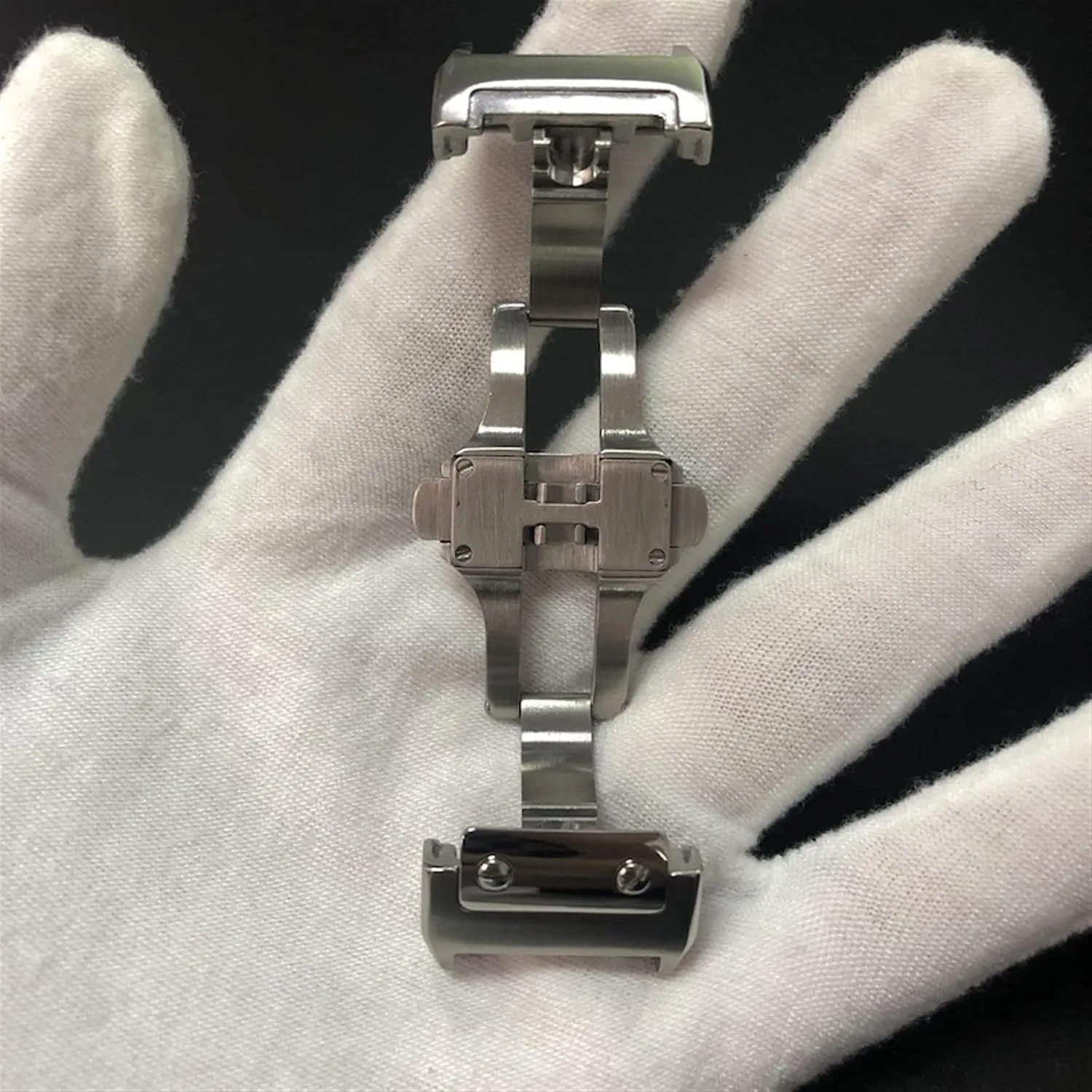 Clasp For Cartier Santos Watchband Metal Buckle Metal 18 21mm Solid Stainless quash hurricane unable Steel Double Click 