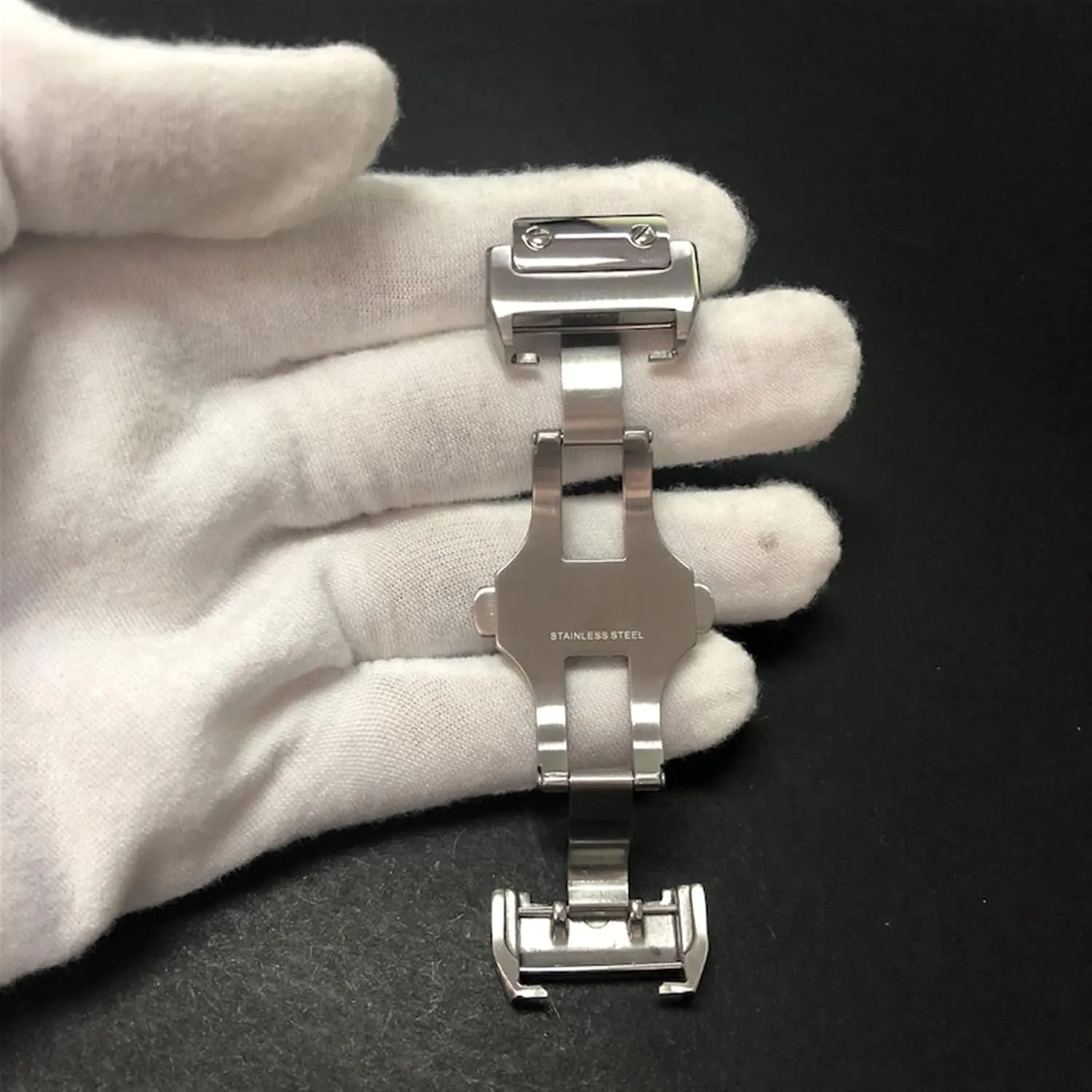 Clasp For Cartier Santos Watchband Metal Buckle Metal 18 21mm Solid Stainless quash hurricane unable Steel Double Click 