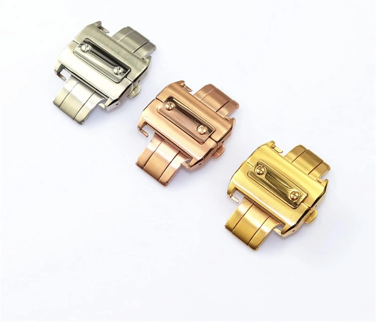 Clasp For Cartier Santos Watchband Metal Buckle Metal 18 21mm Solid Stainless quash hurricane unable Steel Double Click 
