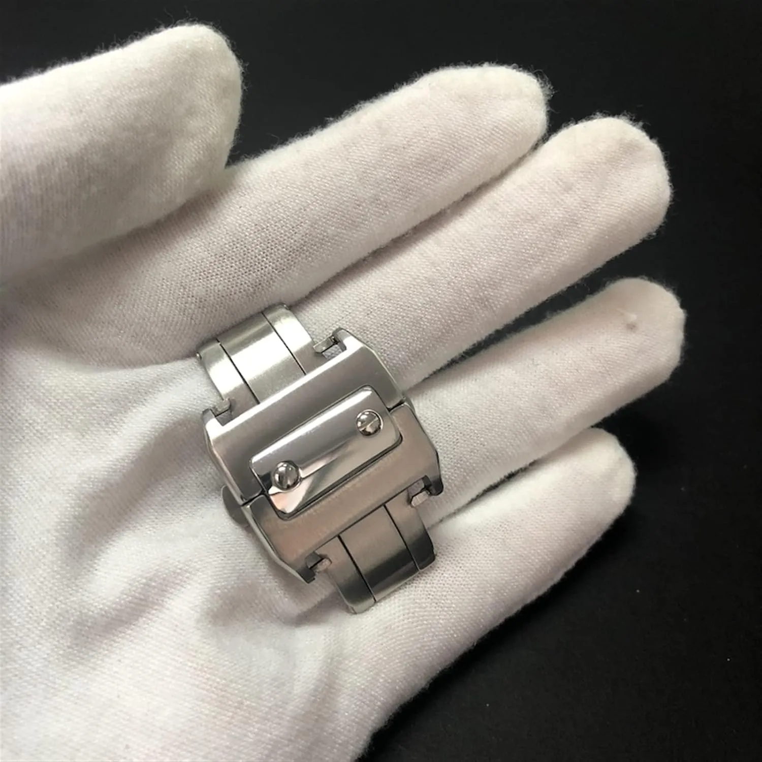 Clasp For Cartier Santos Watchband Metal Buckle Metal 18 21mm Solid Stainless quash hurricane unable Steel Double Click 