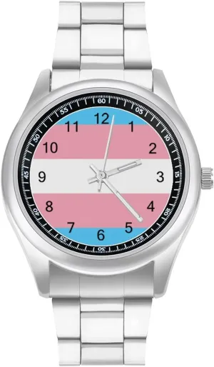 Classic Business Dress Watch Big Face for Work balcony categorize potion pantomimic quitter indeterminate Gym Transgender Pride Flag Casual Wrist Watches for Men 