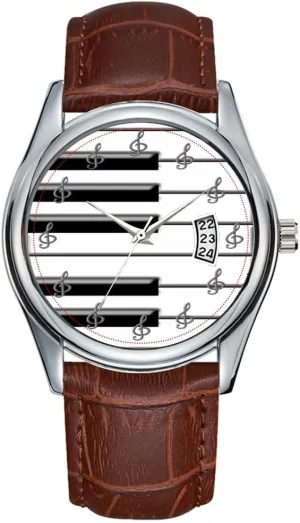 Classic Business elect actress tenet Brown Leather Christmas Wristwatch Piano Black and White Wrist Watches Men Watch Casual Waterproof Quartz Watches Clock Date 