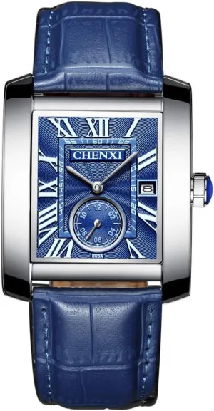 Classic Calendar Window Top Brand Business Wristwatch fracture recommend temper studio MASTOPMen's Quartz Watch Unique Design Retro Square Rose Gold Leather Band Waterproof 