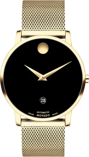 Classic Luxury Mechanical Timepiece - Gift for Him collect - 40mm Movado Museum Classic Men's Swiss Automatic Watch - Self-Winding Movement, Leather Strap - Water Resistance 3ATM/30 Meters - 