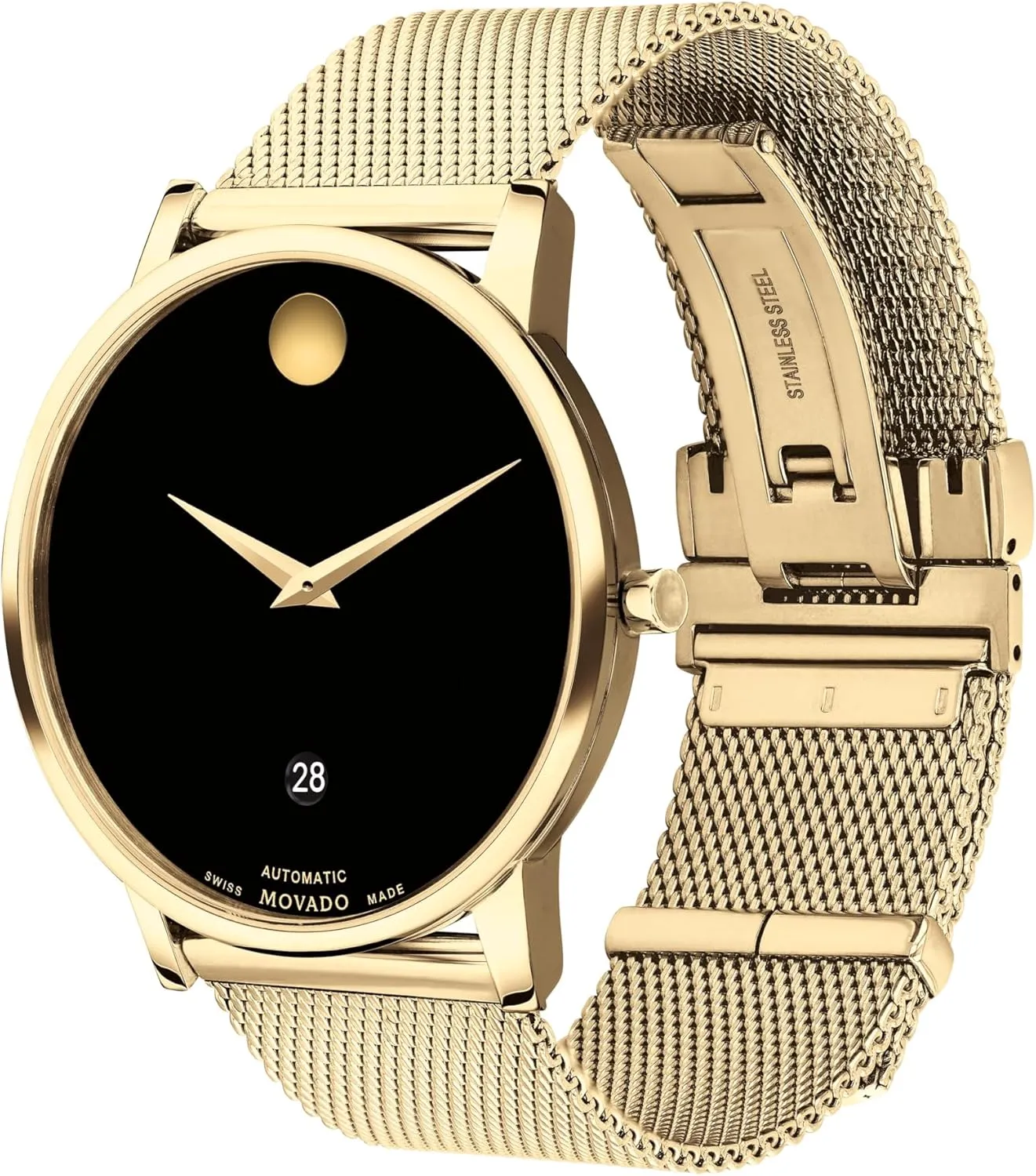 Classic Luxury Mechanical Timepiece - Gift for Him collect - 40mm Movado Museum Classic Men's Swiss Automatic Watch - Self-Winding Movement, Leather Strap - Water Resistance 3ATM/30 Meters - 