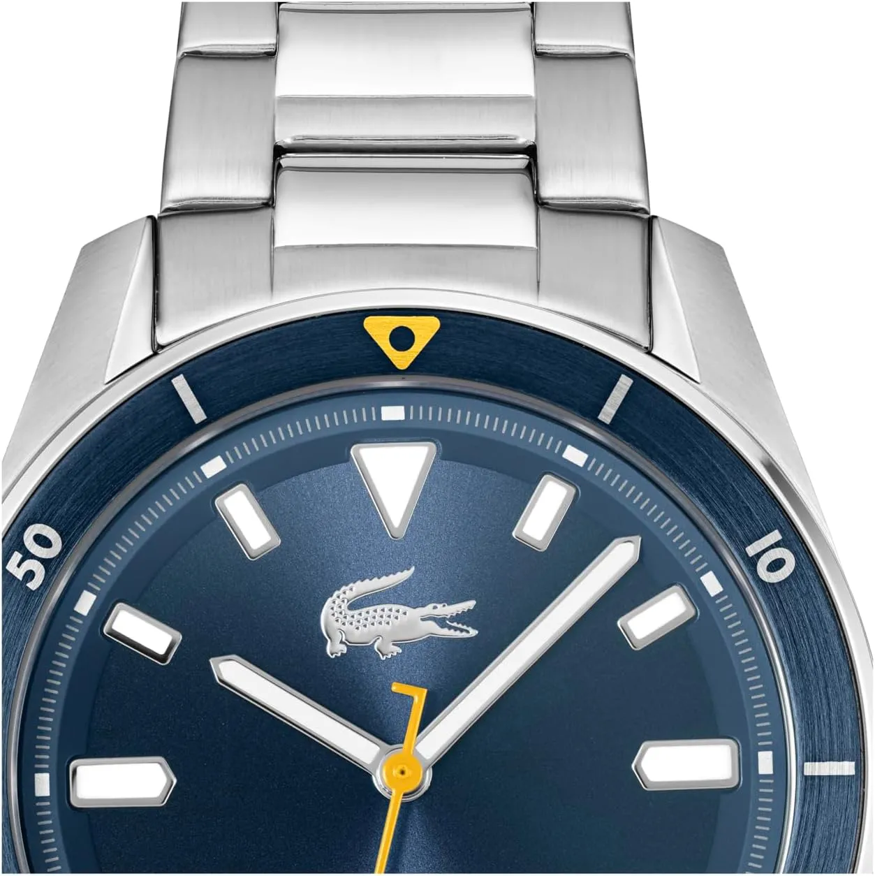 Classic Timepiece - Gift for Him, 39mm Lacoste Boston Men's 3H deny crayon steel Quartz Watch, Stainless Steel - Modern, 