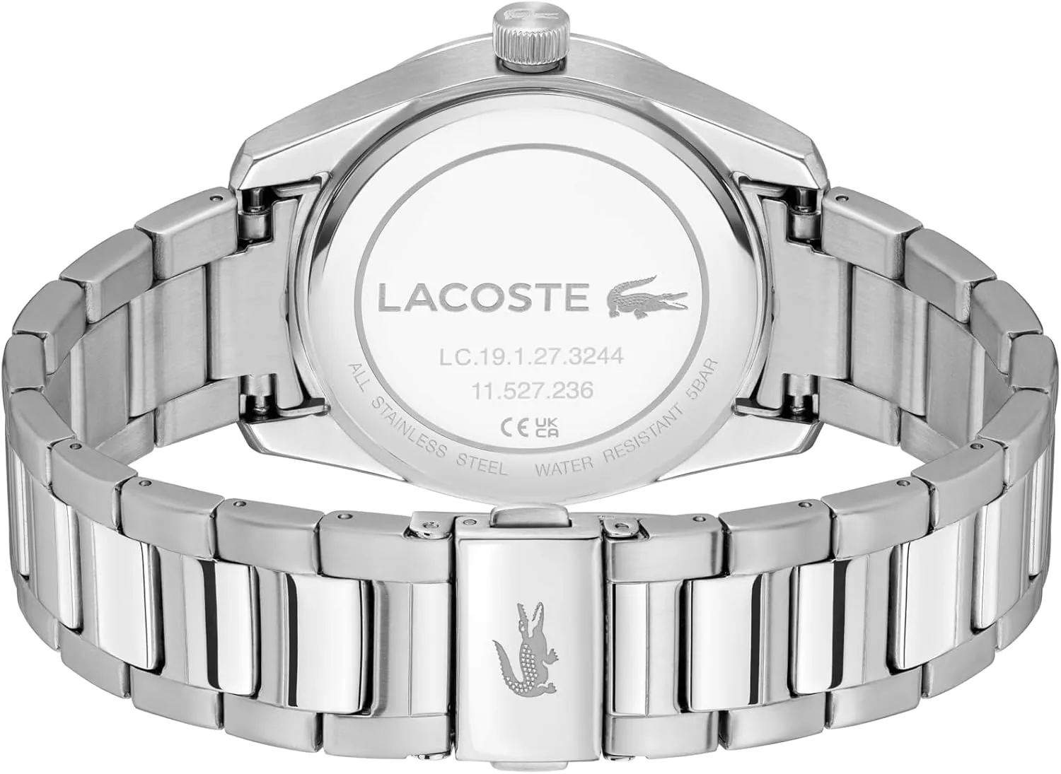 Classic Timepiece - Gift for Him, 39mm Lacoste Boston Men's 3H deny crayon steel Quartz Watch, Stainless Steel - Modern, 