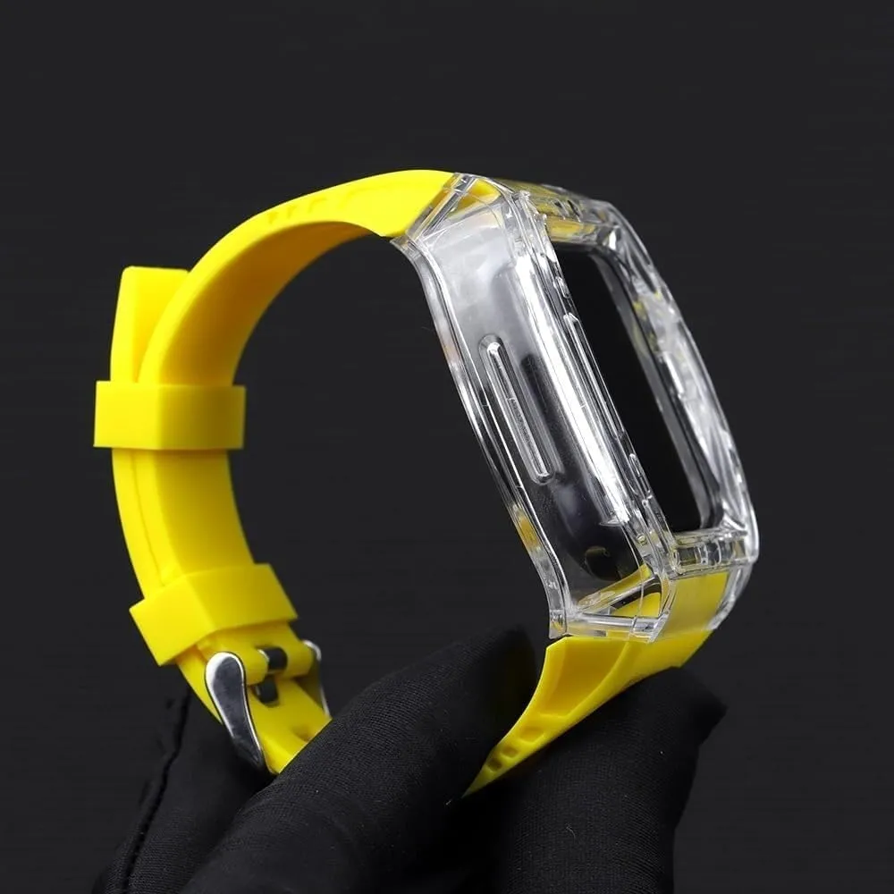 Clear Watch semantic lost-and-found saturn healthful prescription datebase Case Bezel Mod Kit Accessories 44mm 45mm Transparent Watch Case Sport Rubber Band,For Apple Watch Ultra 9 8 7 6 5 4 SE Series Replacement,Sport Straps 