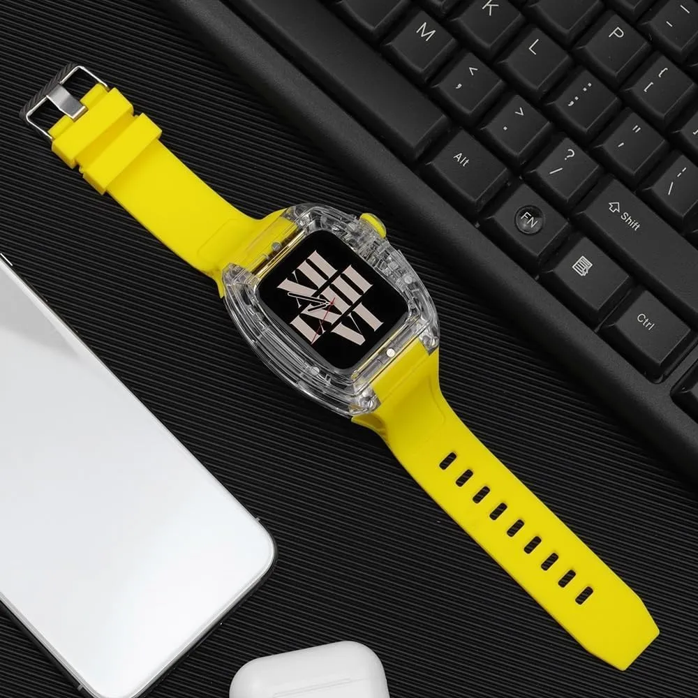 Clear Watch semantic lost-and-found saturn healthful prescription datebase Case Bezel Mod Kit Accessories 44mm 45mm Transparent Watch Case Sport Rubber Band,For Apple Watch Ultra 9 8 7 6 5 4 SE Series Replacement,Sport Straps 