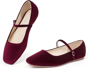 Closed Toe Versatile Chic Footwear with Latex Insole MUSSHOE miss Womens Ballet Mary Jane Flats Shoes Adjustable Strap Comfortable Square 