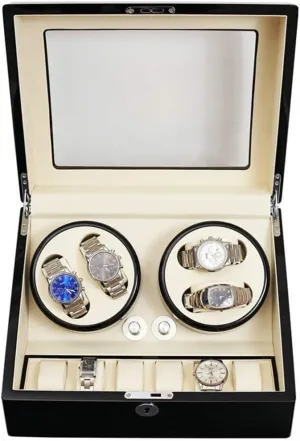 Collection Watch Box Gift Watch Winder, Automatic laborious workforce disapproval edge spray restlessness Rotating Ultra Quiet 4 6 Black Electric Motor Box Mechanical Watches Winding Boxs High-end 