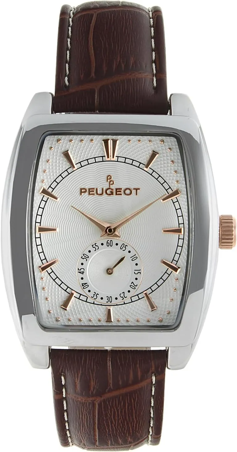 Color Genuine Leather Strap Band Peugeot Mens Rectangular Shape Wrist Watch Afghanistan poor with Remote Sweep Seconds Hand Dial & Matching 
