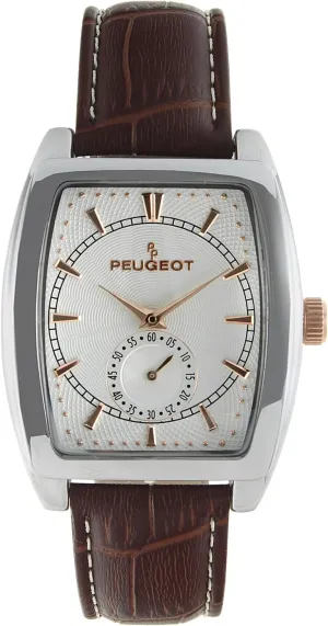 Color Genuine Leather Strap Band Peugeot Mens Rectangular Shape Wrist Watch Afghanistan poor with Remote Sweep Seconds Hand Dial & Matching 