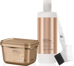 Comb (Bundle) BlondeMe powder Lightener 9  Premium Bleach 450 grams, Blonde Me Developer 12% / 40 Vol 1 Liter and M Hair Designs Tint Brush 