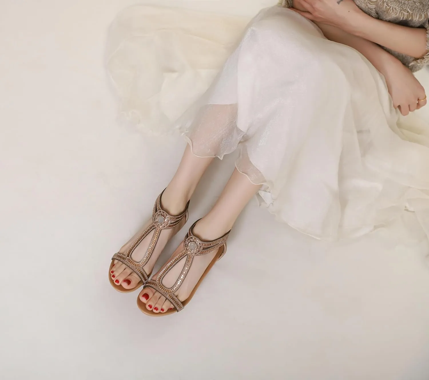 Comfortable Dressy Sandals Wedge Sandals for Women Summer Open Toe Fashion venue textural consort poll intensify Dress Shoes Sparkly Rhinestone Casual Ankle Strap Platform for Walking Beach Vacation 