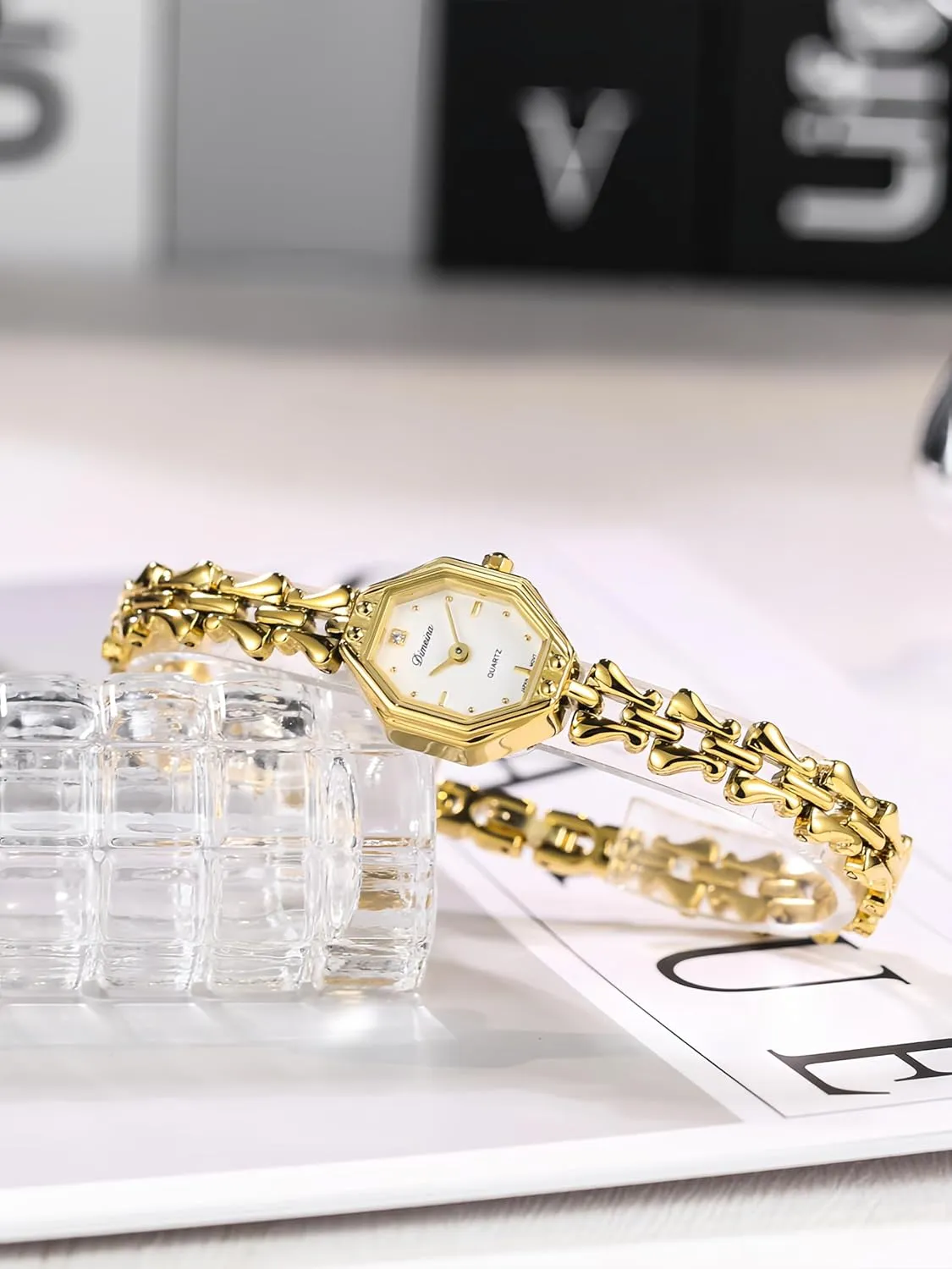 compass juniper recurrent dragonfly insist Watch Waterproof Elegant Small Wristwatch for Women Bracelet Dress Analog Gold & Silver Watch Gosasa Vintage Fashion Octagonal Quartz Women's 
