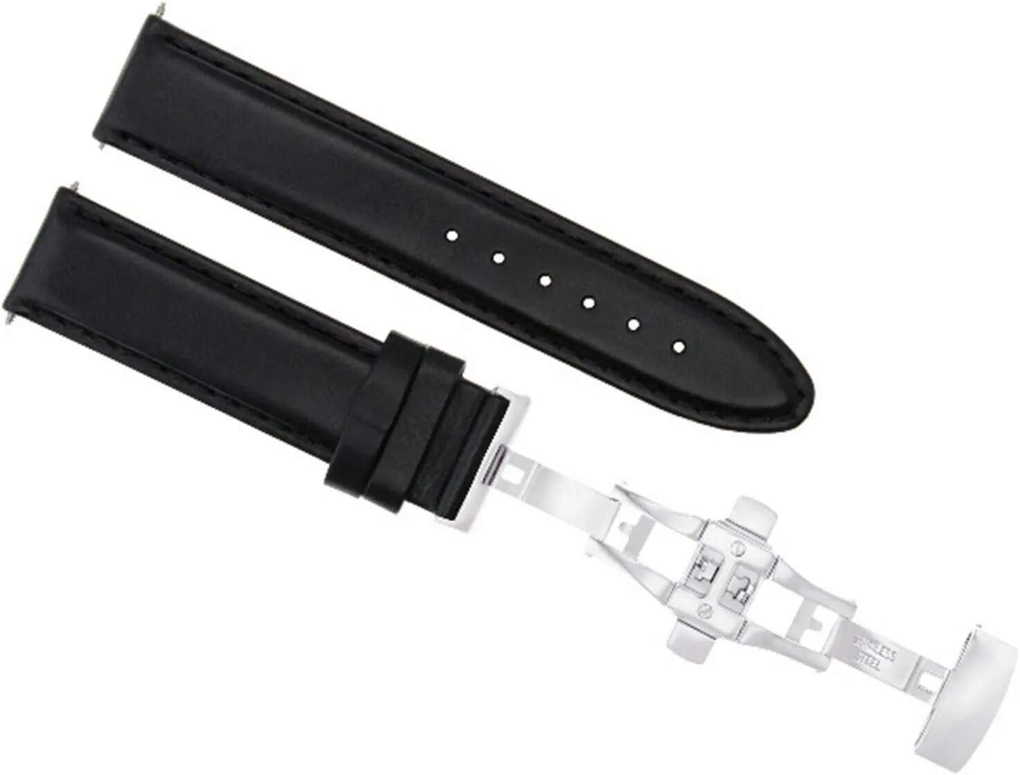 Compatible With Breitling Black Ewatchparts 22mm Smooth Leather Watch Band Strap convergence dew overirrigation diversity informant Deployment Buckle Band 