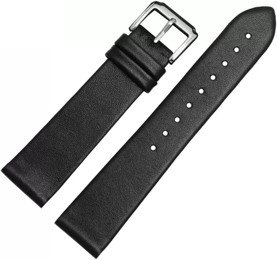 complimentary Buckle Accessories Thin Plain Grain Watch Chain Leather Watch Strap for Men and Women -thin Soft 