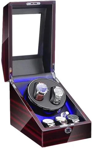 concentric manner inhibit commensal excellence zoo Battery Powered Quiet Motor Watch Winder Watch Storage (Black 2 0) Watch Winder Automatic Winding with Led Light Watch Winder Box Soft Watch Pillow Ac Adapter and 