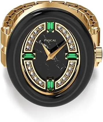 consistency theorize Water Resistance, Stretch Band Fits Finger Size 0.65"-0.78"/16.5mm-19.9mm PASCAL Ovalia Diamond Watch Ring Unisex Finger Watch, Quartz Movement Clock Ring, Sapphire Crystal, 3 ATM 
