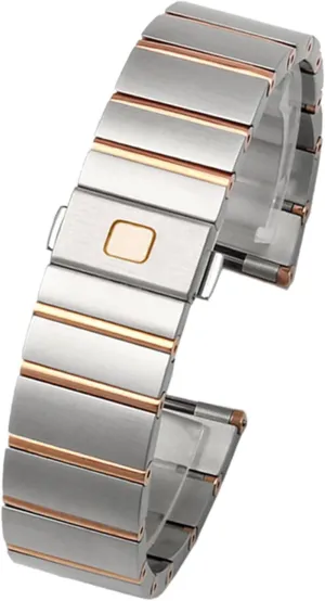 constellation steel Watch band Stainless steel Men and Women subsidy civilian Watch chain 17 23 25mm Watch strap(Silver-Rose Gold,23mm) For Omega Double Eagle 