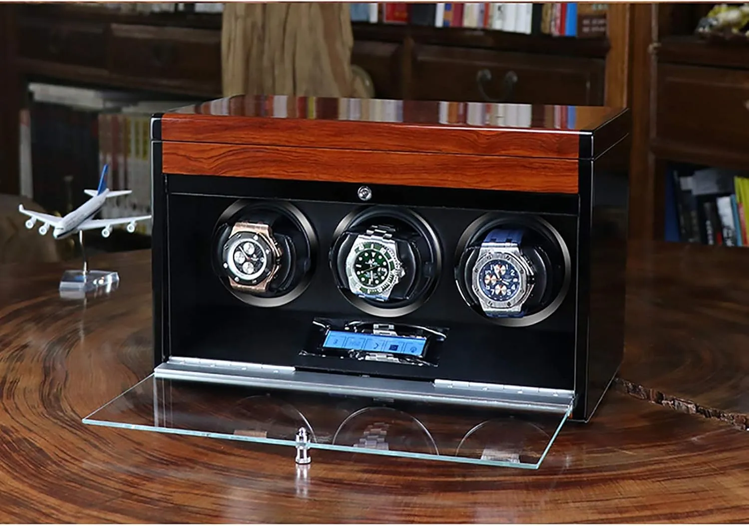 Control Watch Winding Box Watch Winder Display Watch Box Watch Winders - Wooden Watch Storage Case Smart Watches radically Winder with Led Light Mechanical Watch Automatic Shaker with Access 