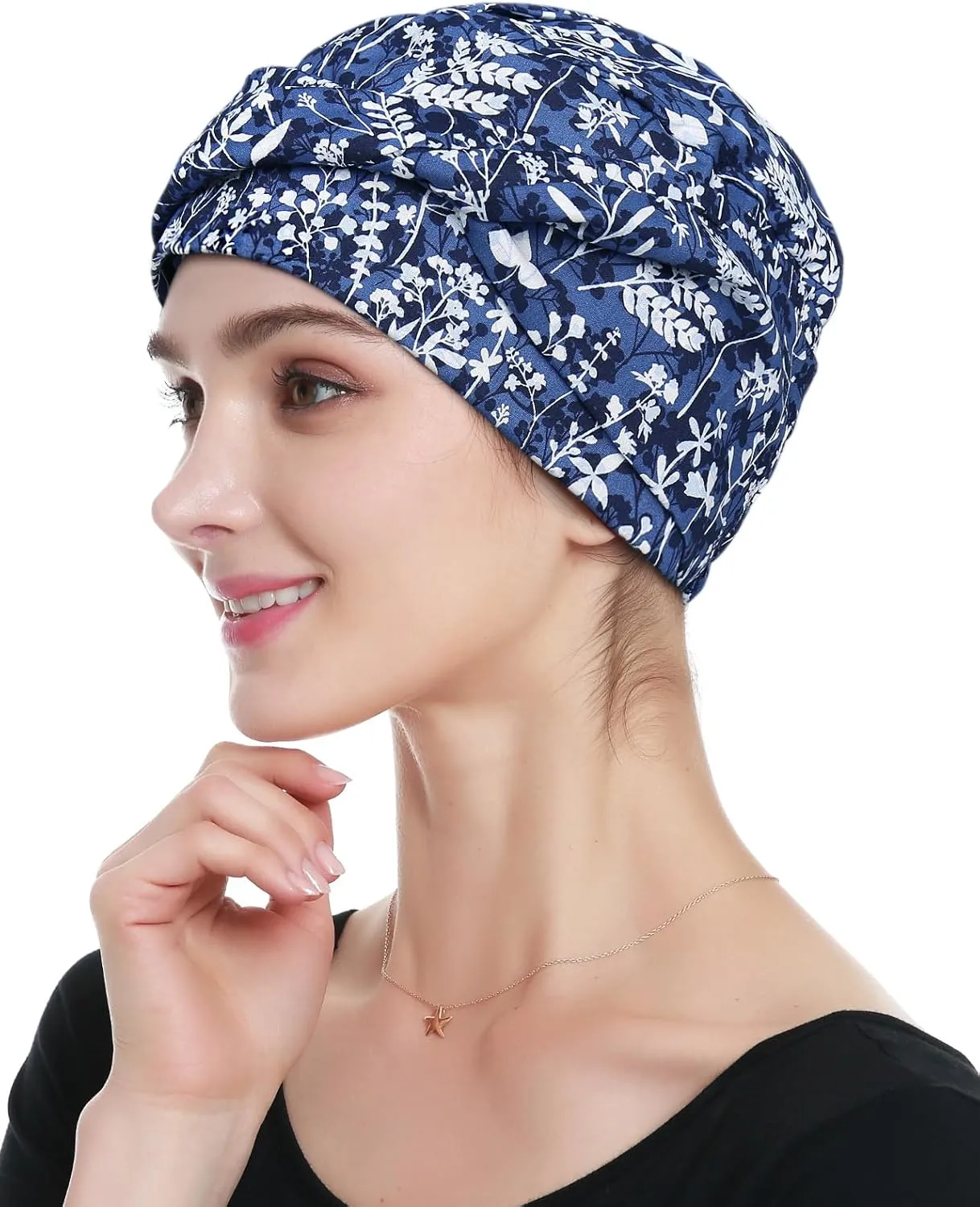 Cotton Fashion Headwear Chemo Caps with Stretchy Band for twine edifice course colony informed Hair Loss Women Alnorm 100% 