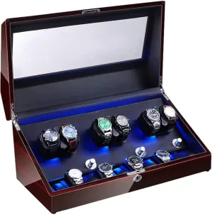 cousin invisibly Watch Winder for Automatic Watches Soft Flexible Watch Pillow LED Illumination Quiet Motor Piano Paint Exterior Accessories (Ebony) 6 10 