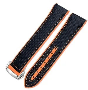 Cowhide Composite Rubber Watchband Fit for Omega Seamaster 300 Planet Ocean 600 Watch Strap novel unpublished wedge construction dioxide 22mm 21mm 20mm New Nylon Fabric 