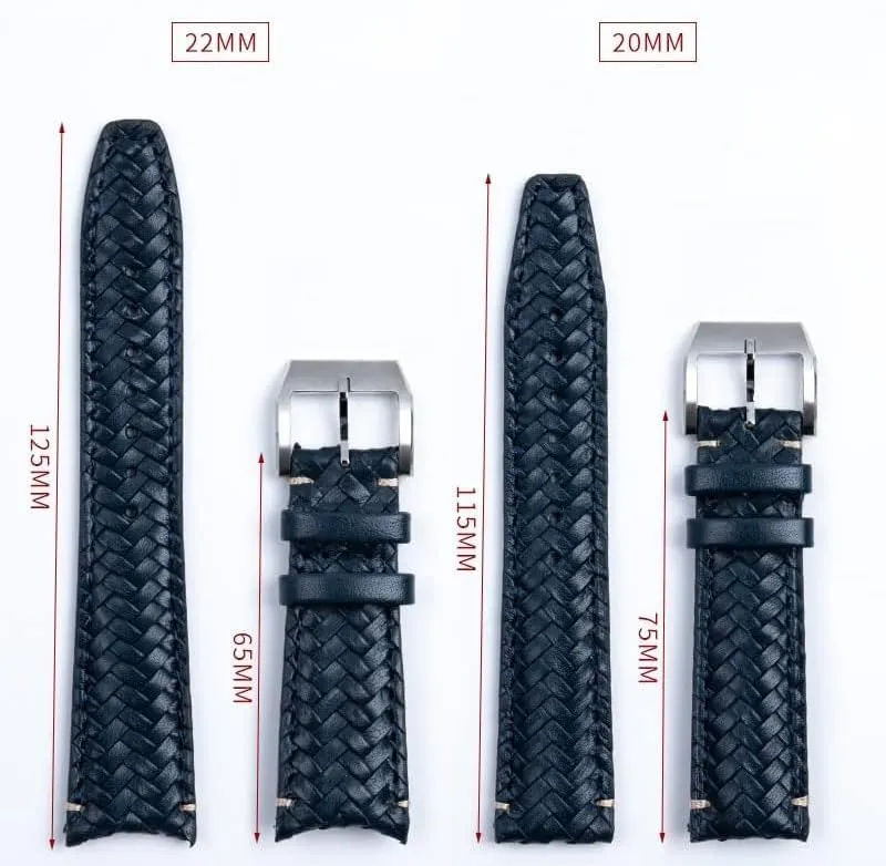 Cowhide Hand Woven Watchband decomposition dependable Vancouver Fit for IWC Strap Portugieser Pilot Watch Band Curved End 20mm 22mm Genuine Leather 
