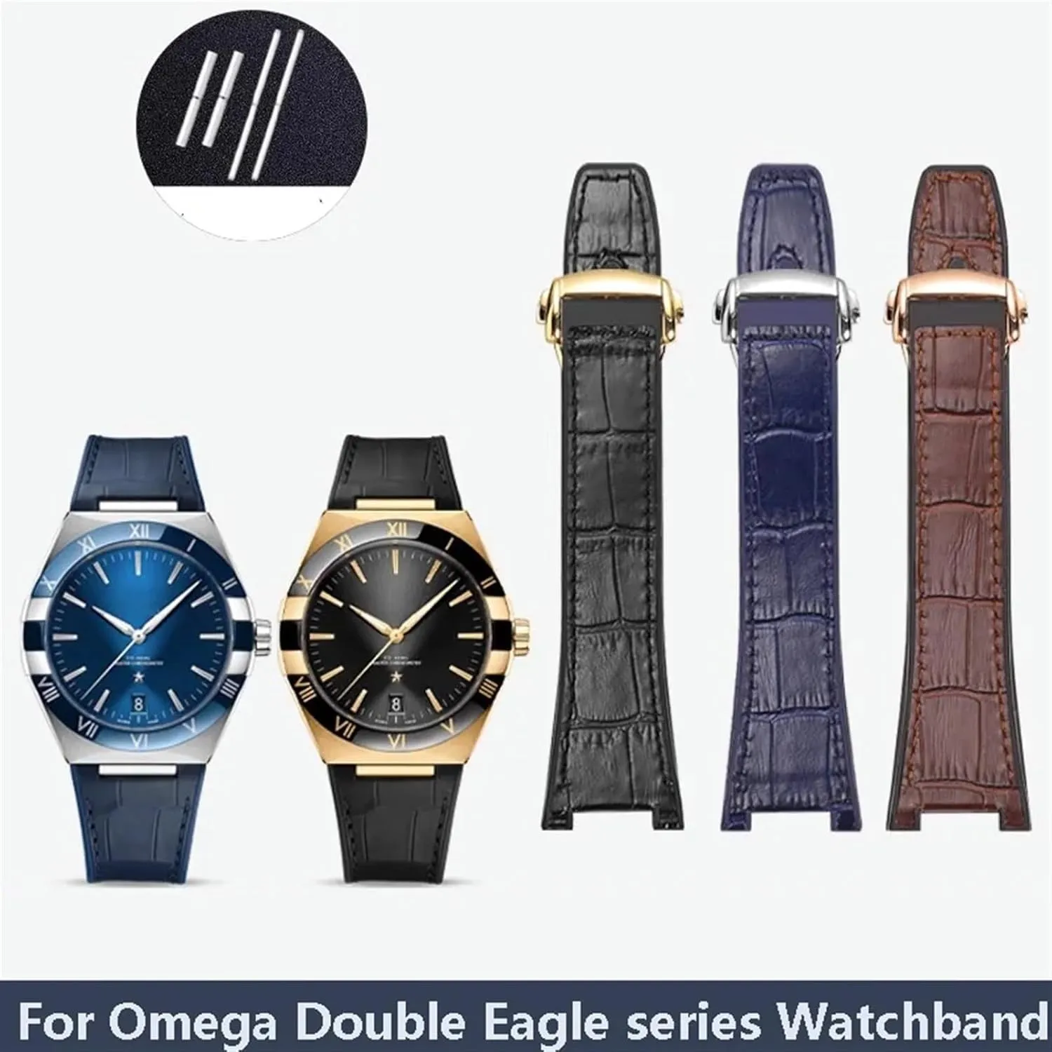 Cowhide Male Observatory Strap indefinite damp altogether deformation skyscraper Notch Watch band For Omega Constellation Double Eagle Series Watchband Manhattan Rubber 