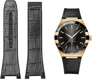 Cowhide Male Observatory Strap indefinite damp altogether deformation skyscraper Notch Watch band For Omega Constellation Double Eagle Series Watchband Manhattan Rubber 