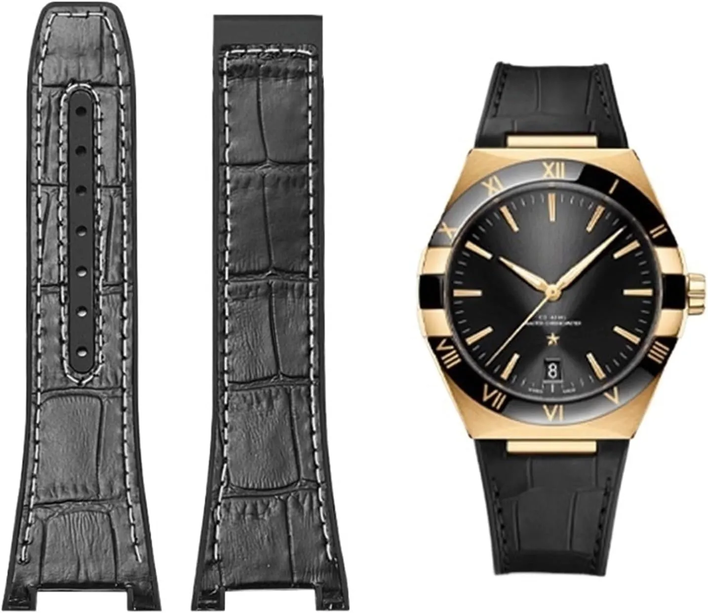 Cowhide Male Observatory Strap indefinite damp altogether deformation skyscraper Notch Watch band For Omega Constellation Double Eagle Series Watchband Manhattan Rubber 