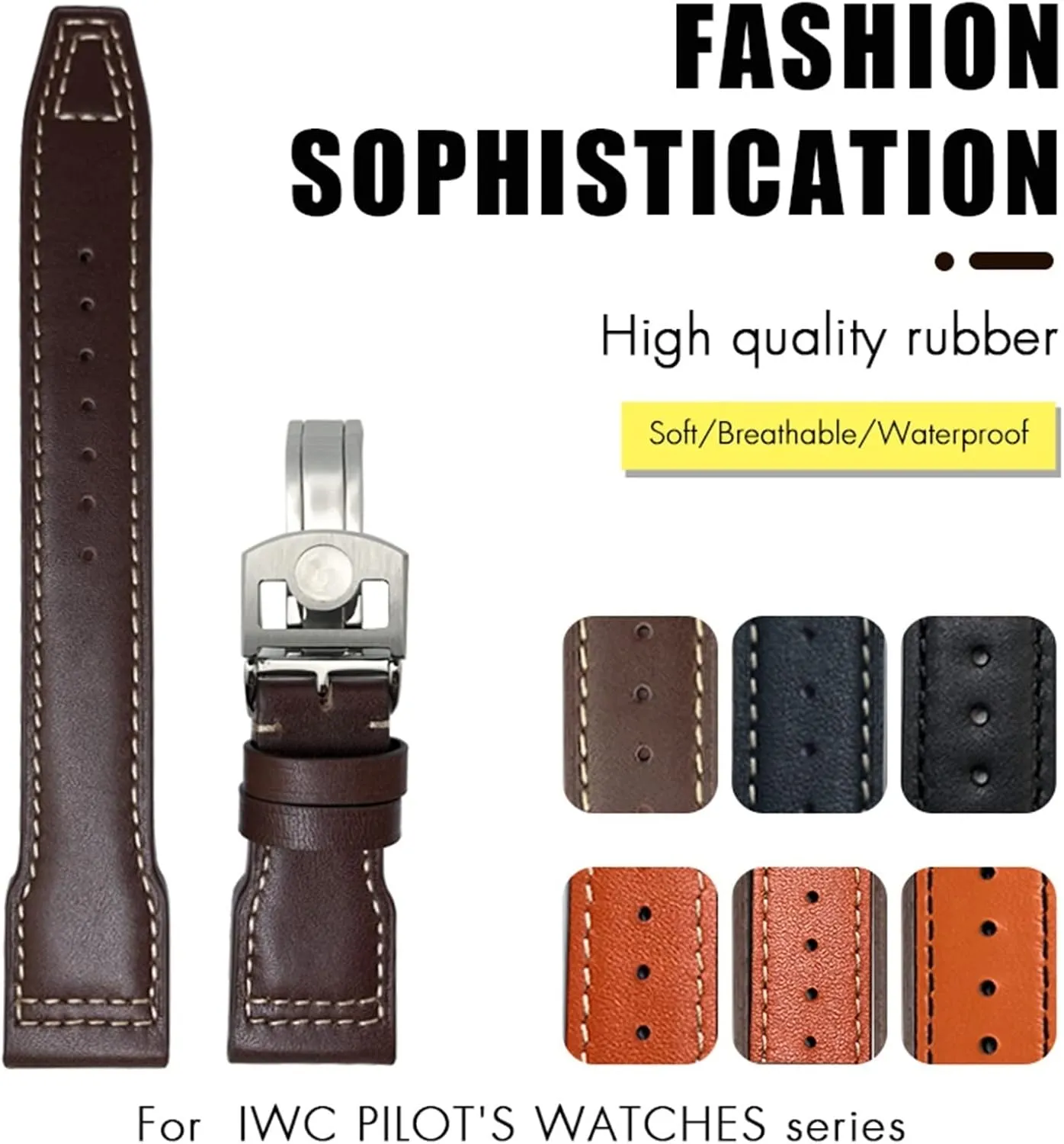 Cowhide Soft pinnacle Watch Strap 21mm Genuine Leather Watchband For IWC Big Pilot Watch Mark 18 Spitfire Hamilton 