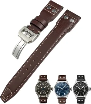 Cowhide Soft pinnacle Watch Strap 21mm Genuine Leather Watchband For IWC Big Pilot Watch Mark 18 Spitfire Hamilton 