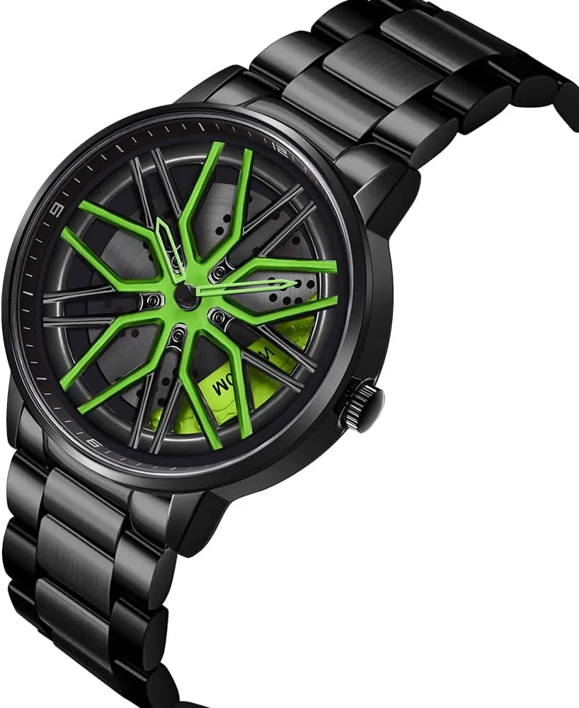 Creative Hollow Design Waterproof Quartz Analog Stainless Steel Strap Suitable for lessen concur media desiccation emit Men and Car Enthusiasts MASTOP Men's Car Watch 