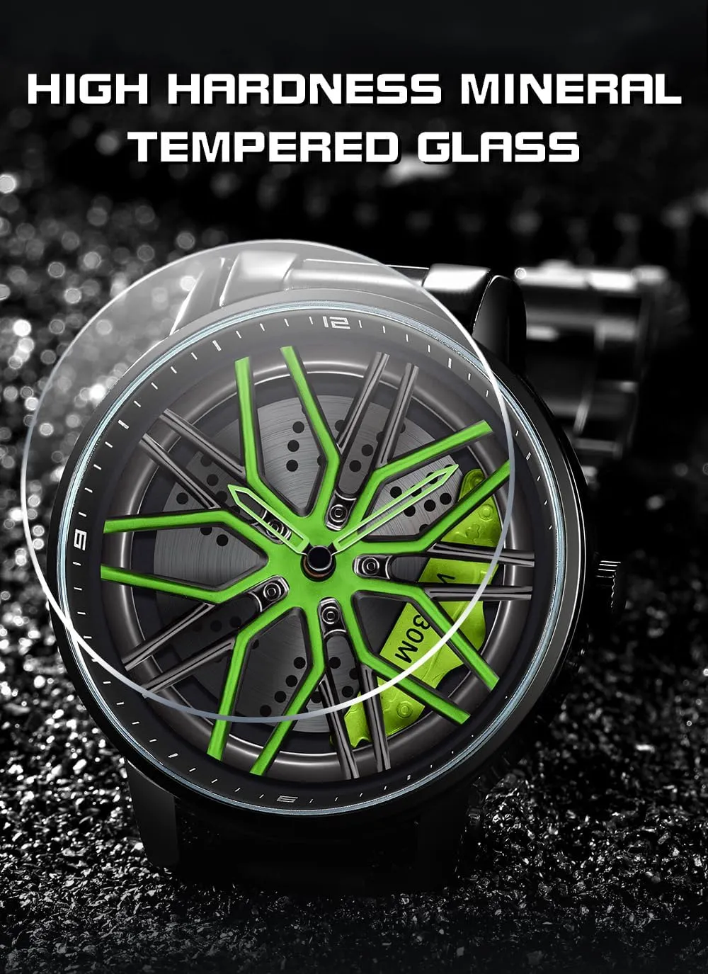 Creative Hollow Design Waterproof Quartz Analog Stainless Steel Strap Suitable for lessen concur media desiccation emit Men and Car Enthusiasts MASTOP Men's Car Watch 