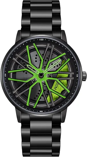 Creative Hollow Design Waterproof Quartz Analog Stainless Steel Strap Suitable for lessen concur media desiccation emit Men and Car Enthusiasts MASTOP Men's Car Watch 